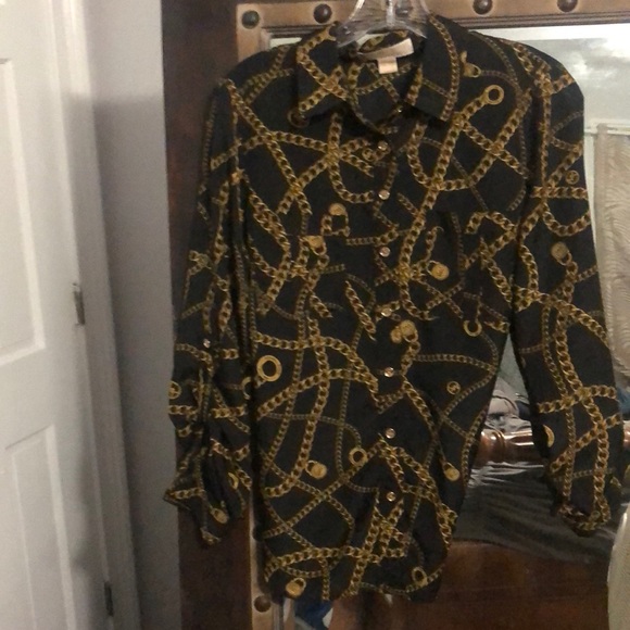 Michael Kors button down chain print top size 8 - Picture 2 of 4